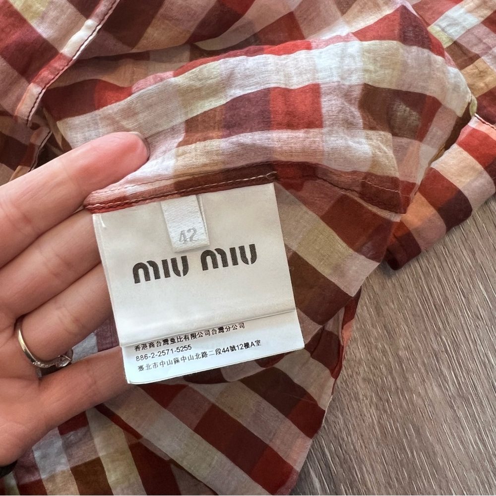 Miu miu plaid button down‎ shirt - Picture 7 of 11